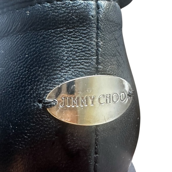 JIMMY CHOO LONDON WYLIE EAGLE BIRD LEATHER BOOT BLACK MOTO - Picture 13 of 16